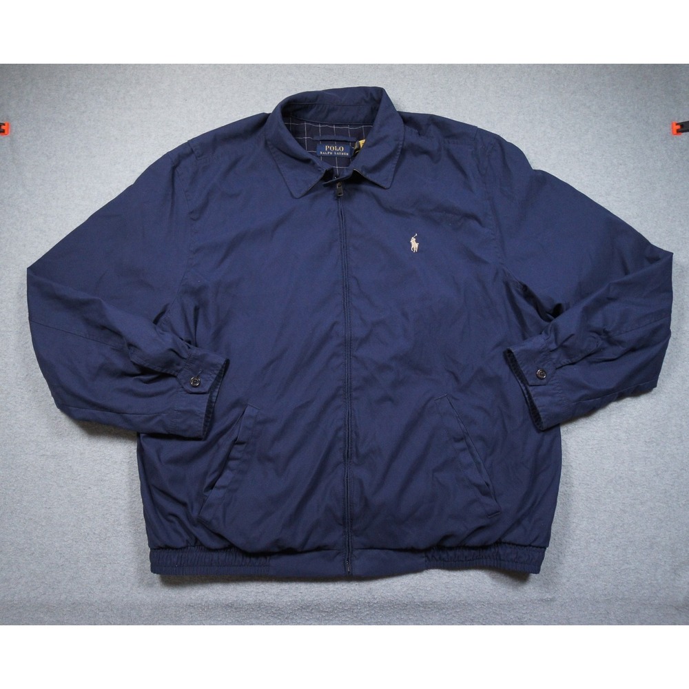 Polo Ralph Lauren Jacket Mens 2XL XXL Blue Full Zip Collared Preppy Casual